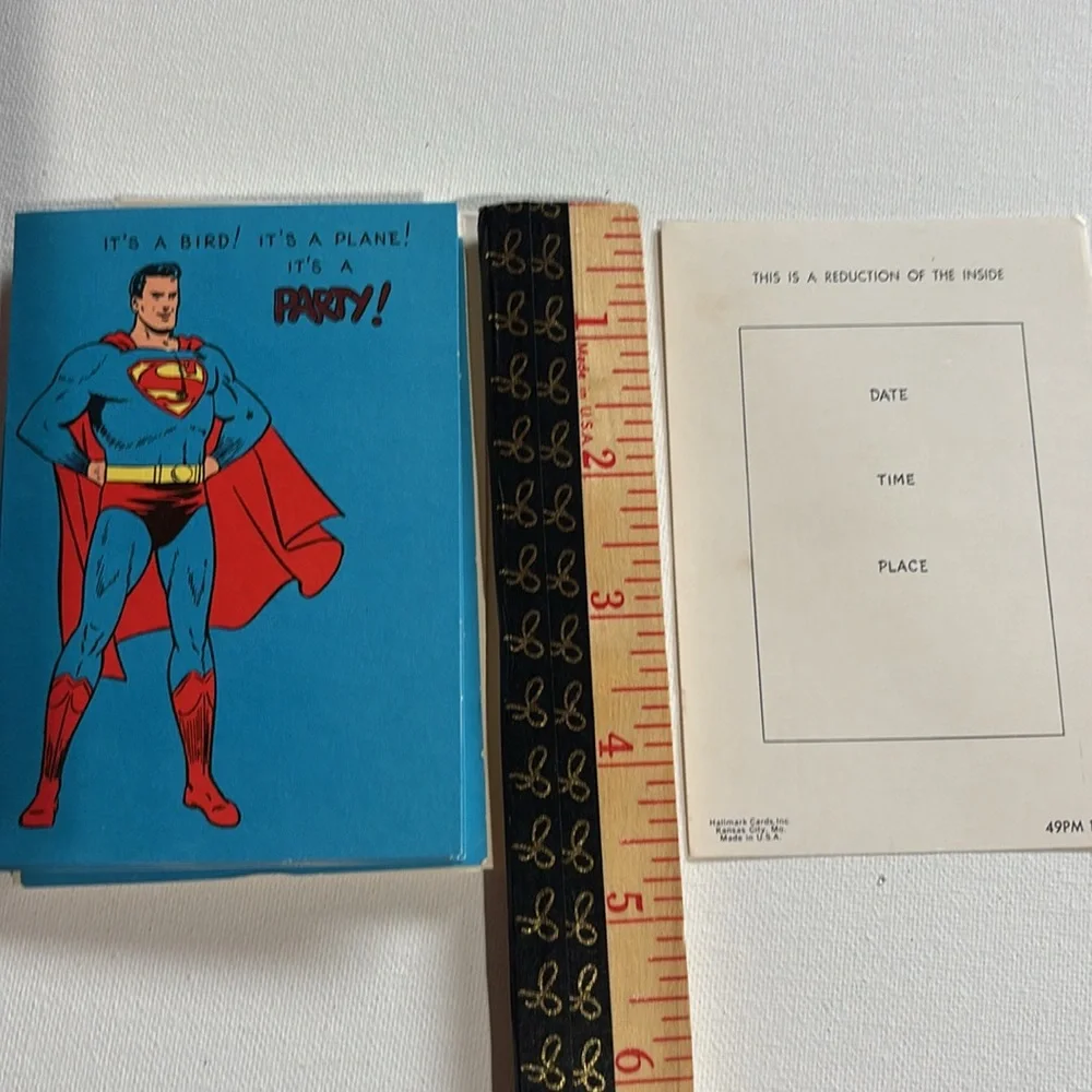 RARE 1966 Hallmark Superman Party Invitations Set of 7 VTG HALLMARK SUPERMAN